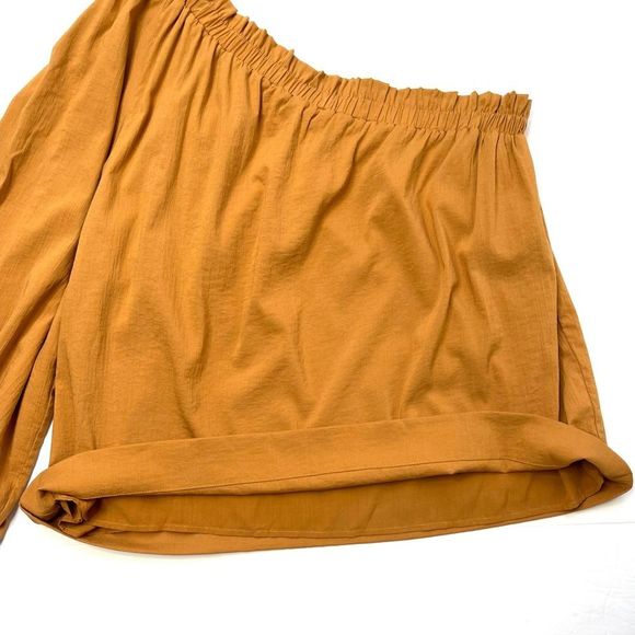 Evereve Shane One Shoulder Top Burnt Gold Size Large - Picture 5 of 12
